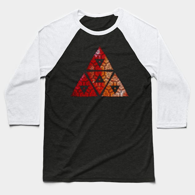 Red triangle gradient Baseball T-Shirt by Geomhectic
